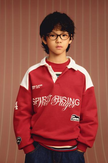POLO SWEATSHIRT WITH HORSE PRINT - Red by Zara