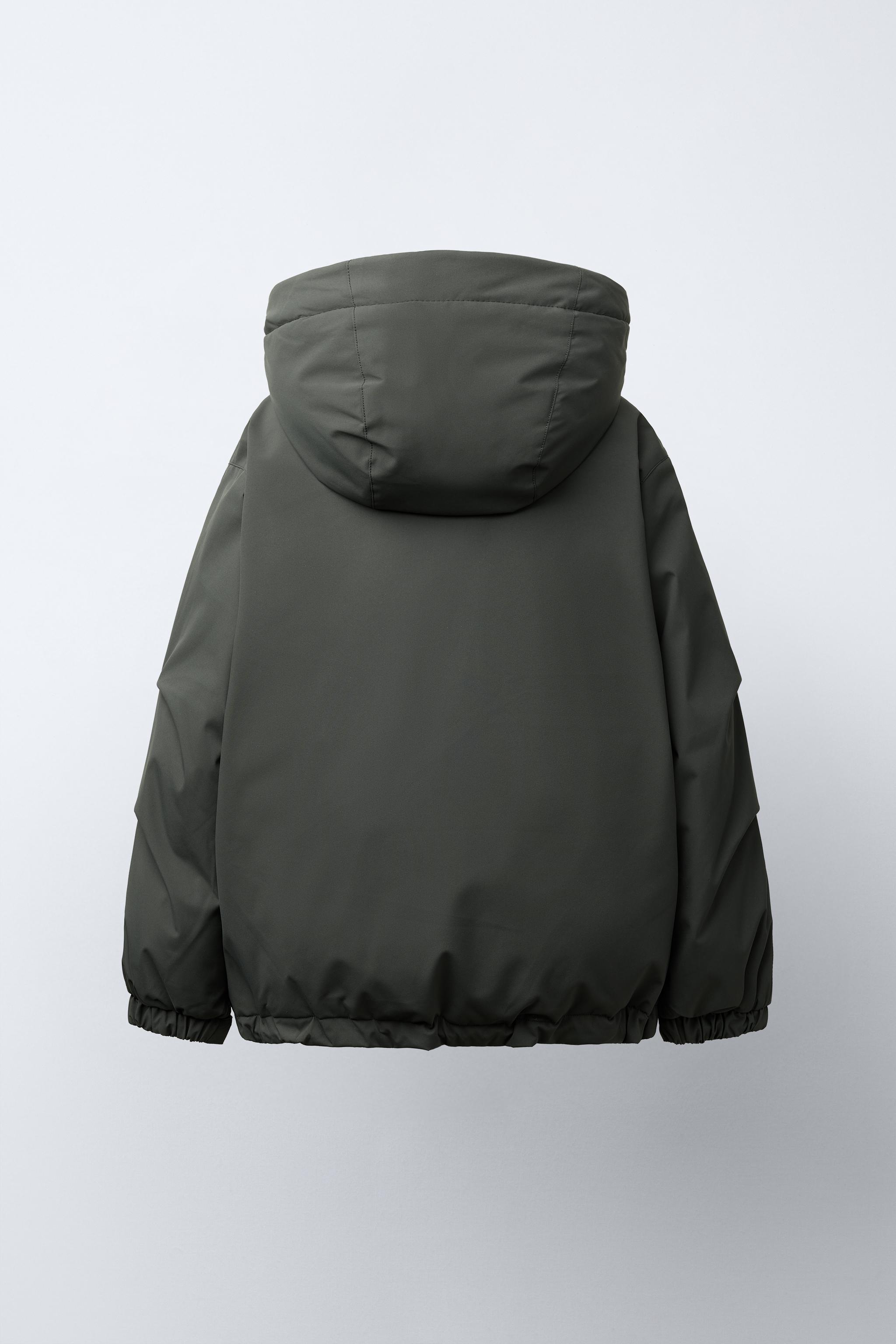 WATER REPELLENT FEATHER AND DOWN PUFFER COAT WITH LABEL - Dark