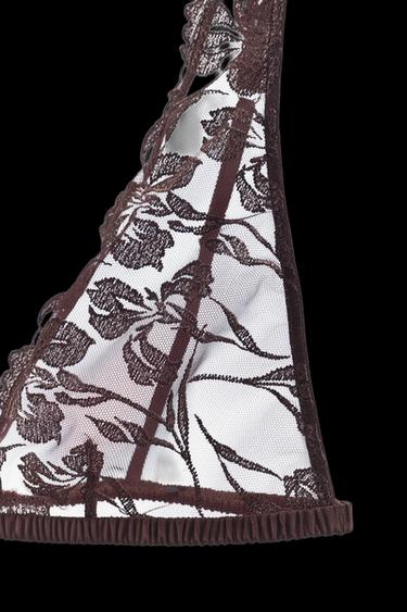 BRALETTE TRIANGULAR BORDADOS ENCAJE - Marrón de Zara