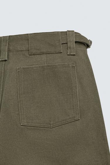 RELAXED FIT CHINO TROUSERS WITH SIDE TABS - Khaki by Zara - Image 8