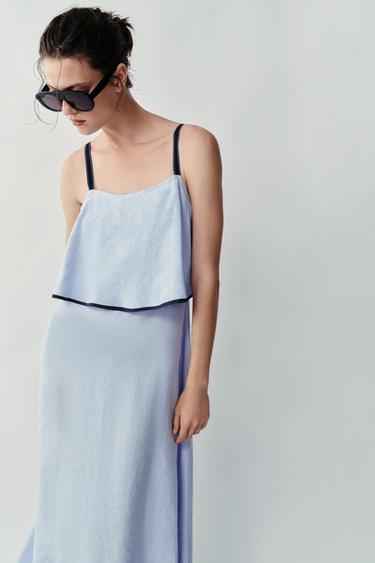 ROBE MI-LONGUE BIMATIÈRE - Bleu clair de Zara - Image 1