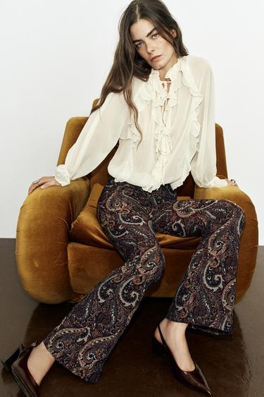 PANTALÓN FLARE JACQUARD - Multicolor de Zara