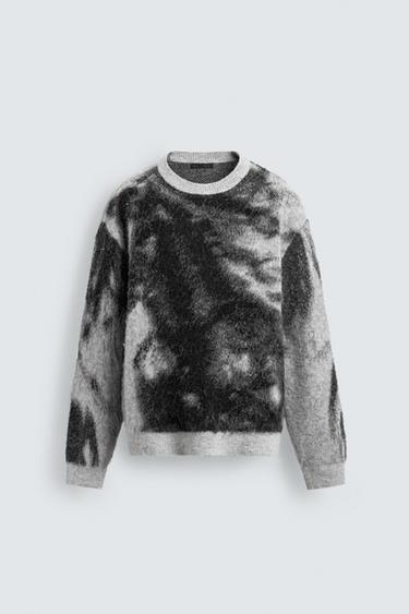 BRUSHED JACQUARD HORSE JUMPER - Oyster-white by Zara