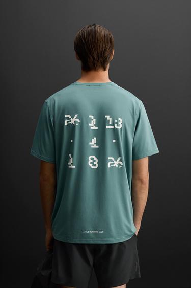 PERFORATED PRINT T-SHIRT - Blue green by Zara