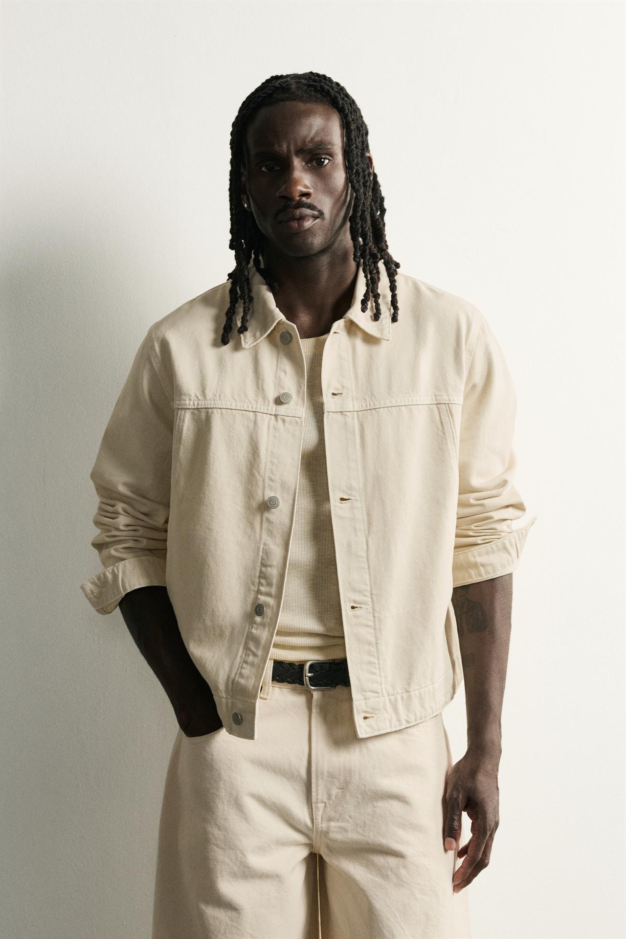 BASIC DENIM JACKET — Oyster-white