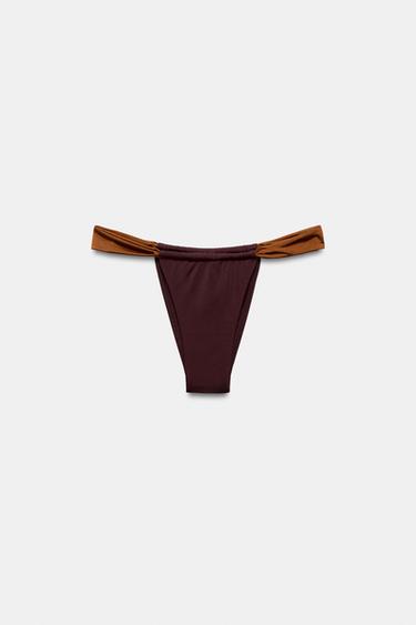 COMBINED CURTAIN BIKINI BOTTOMS - Brown by Zara