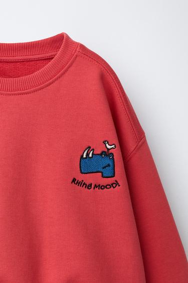SWEAT BRODÉ ANIMAL - Rouge soutenu de Zara - Image 2