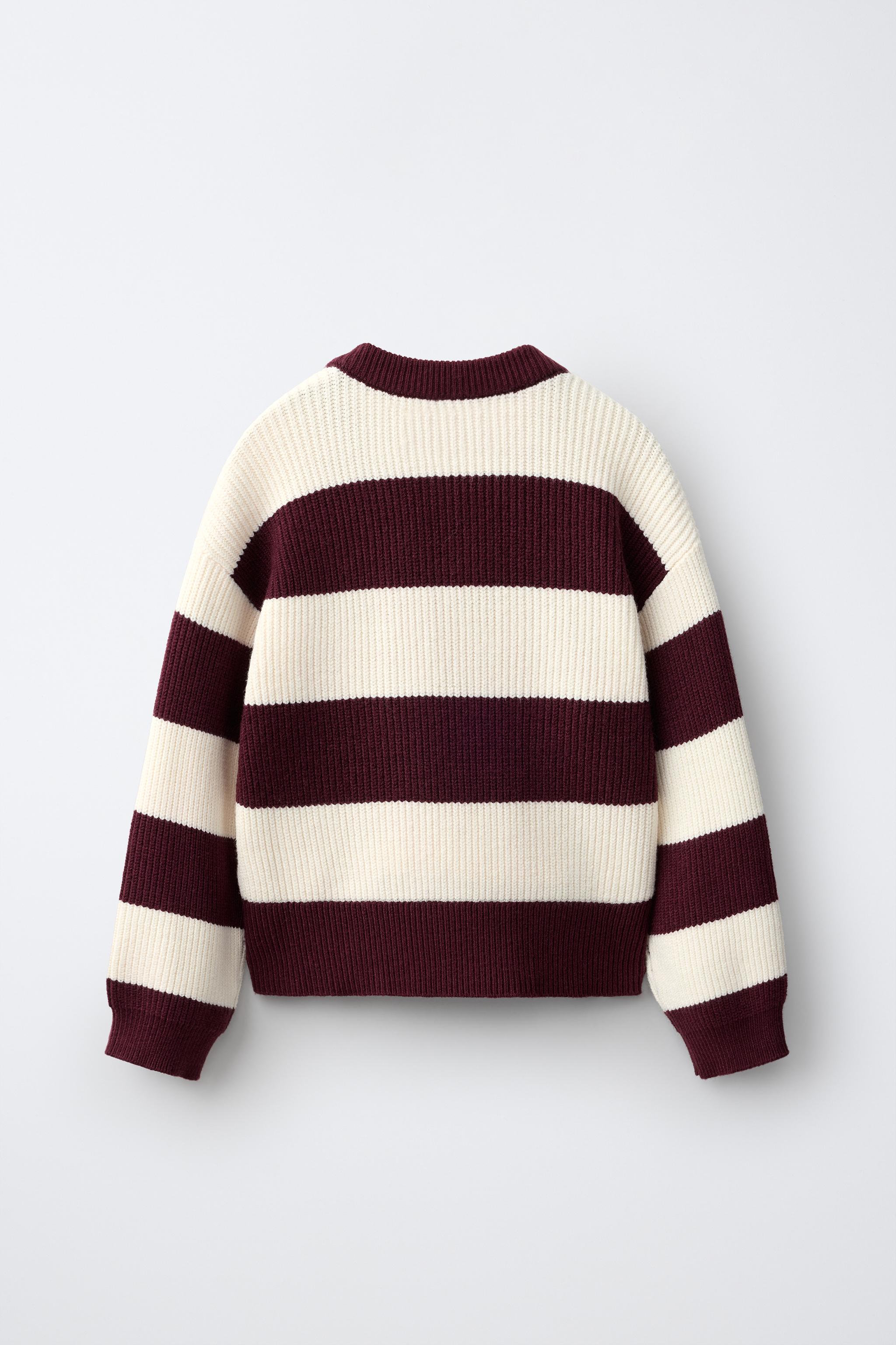 STRIPED KNIT JUMPER — Burgundy