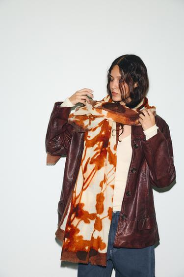 FLORAL PRINT WOOL-BLEND SCARF - Ecru by Zara - Image 2
