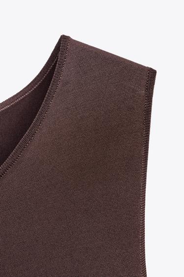 Zara KNIT MIDI DRESS - Dark eggplant