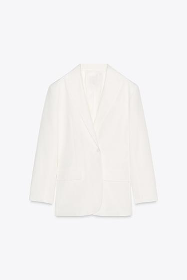 BLAZER LARGA OVERSIZE - Blanco roto de Zara