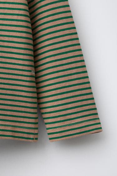 T-SHIRT RAYURES HEAVY WEIGHT - Écru / Vert de Zara - Image 3
