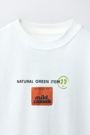 APPLE PRINT T-SHIRT - Light lime green by Zara - Image 2