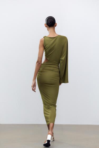 ROBE MI-LONGUE AJOURÉE - Vert de Zara - Image 4