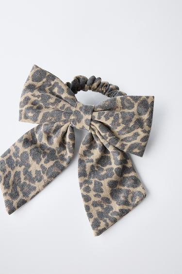 ANIMAL PRINT BOW SCRUNCHIE - Brown by Zara - Image 2