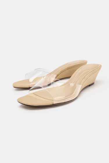 VINYL WEDGE SANDALS - Light beige by Zara - Image 2