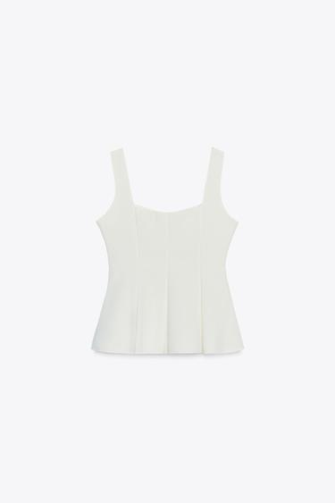 STRETCH PEPLUM WAISTCOAT TOP - Oyster-white by Zara - Image 6