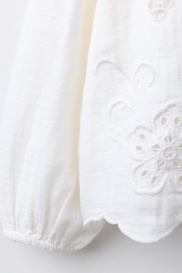 ROMANTIC EMBROIDERED SHIRT - Oyster-white by Zara - Image 3