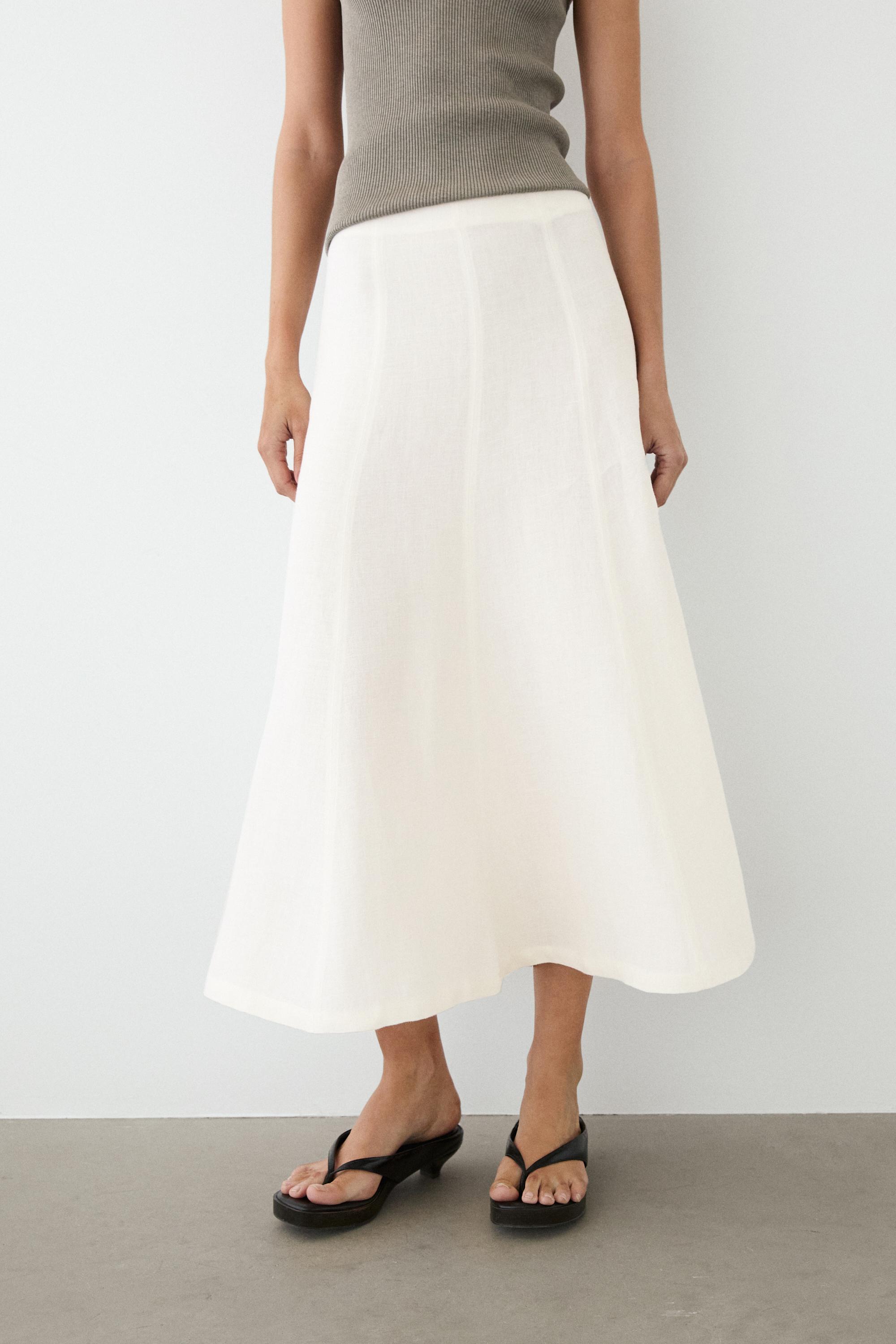 Jupe midi fluide 100 % lin