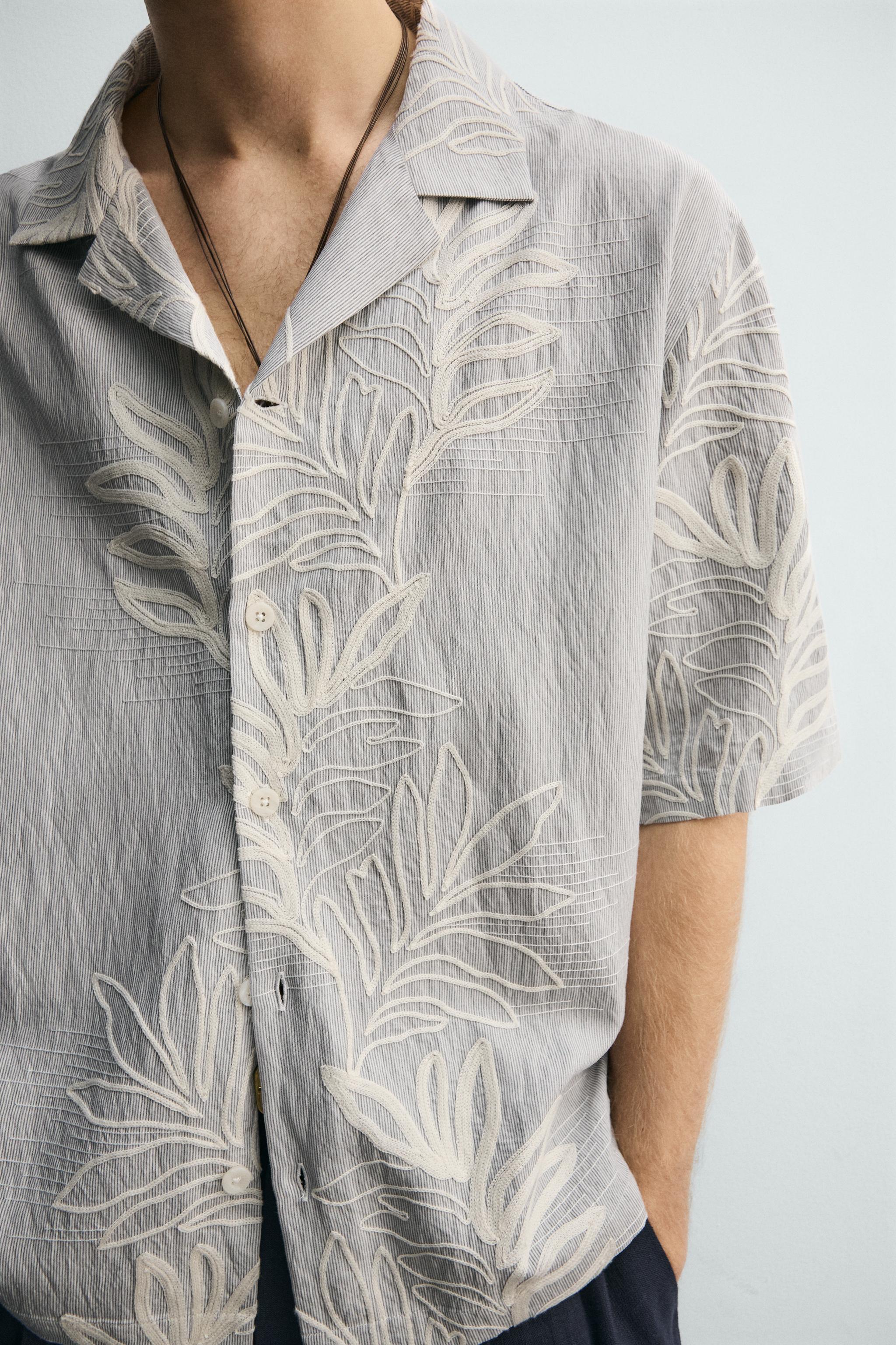 EMBROIDERED LEAF JACQUARD SHIRT