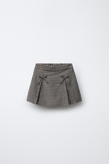 CHECK BOW BERMUDA SKORT - Black by Zara - Image 0