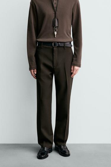 WOOL CHINO TROUSERS - Dark brown by Zara