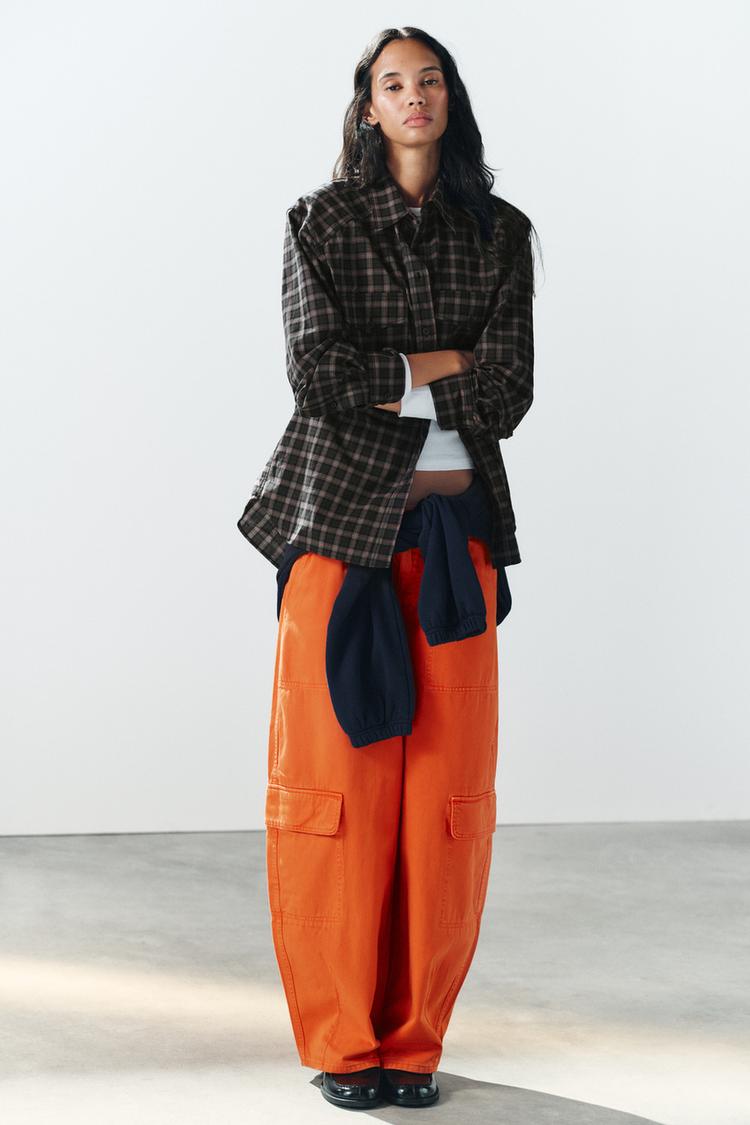 OVERSIZE CHECK POPLIN SHIRT