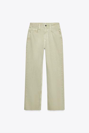 Z1975 HIGH-RISE STRAIGHT JEANS - Light khaki by Zara