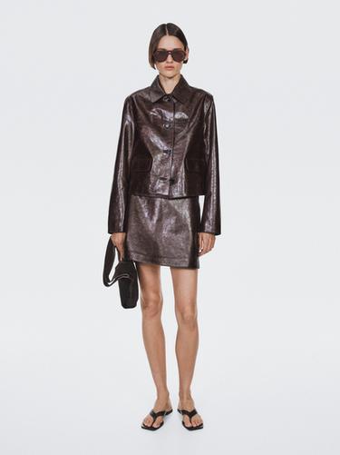 Chaqueta corta piel napa - Burdeos de Zara