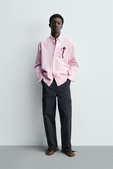 REGULAR FIT COTTON TWILL SHIRT - Pink by Zara - Image 0