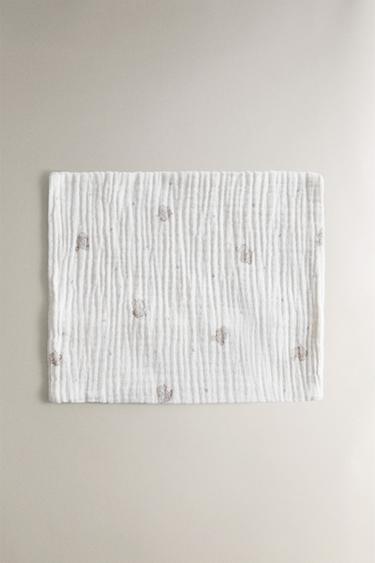 MUSLIN ELEPHANT MINI COT SHEET SET - Grey by Zara - Image 2