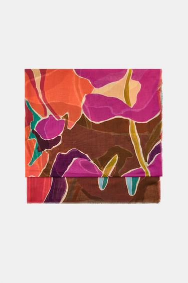 MODAL SILK PRINTED SCARF - Multicoloured by Zara