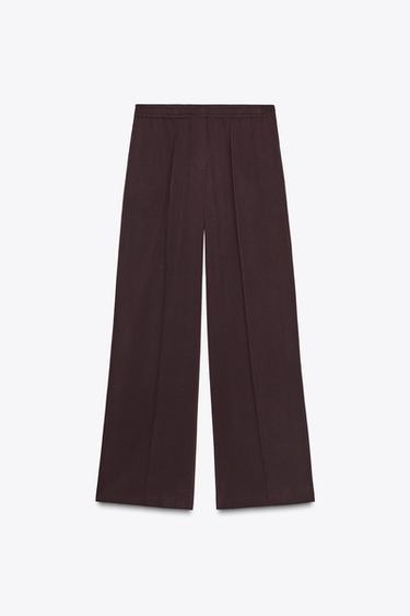 WIDE-LEG SEAM TROUSERS - Burgundy by Zara