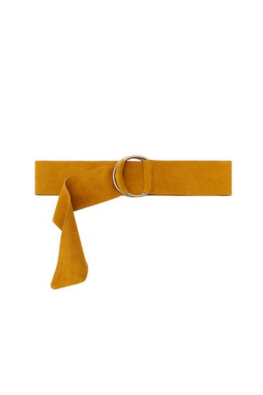 Zara 100% SUEDE LEATHER BELT WITH CIRCULAR BUCKLE - Mustard