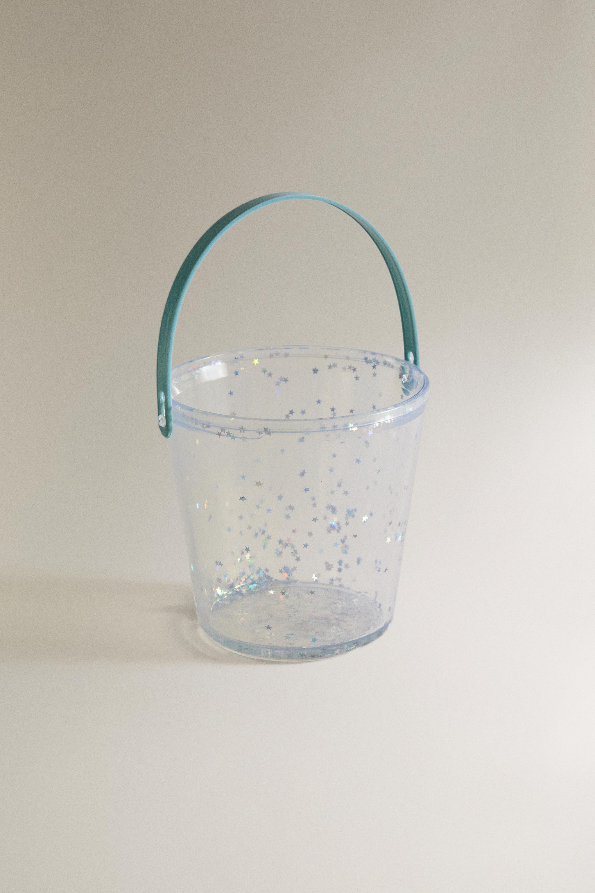 KIDS' GLITTER BEACH BUCKET TOY — Transparent