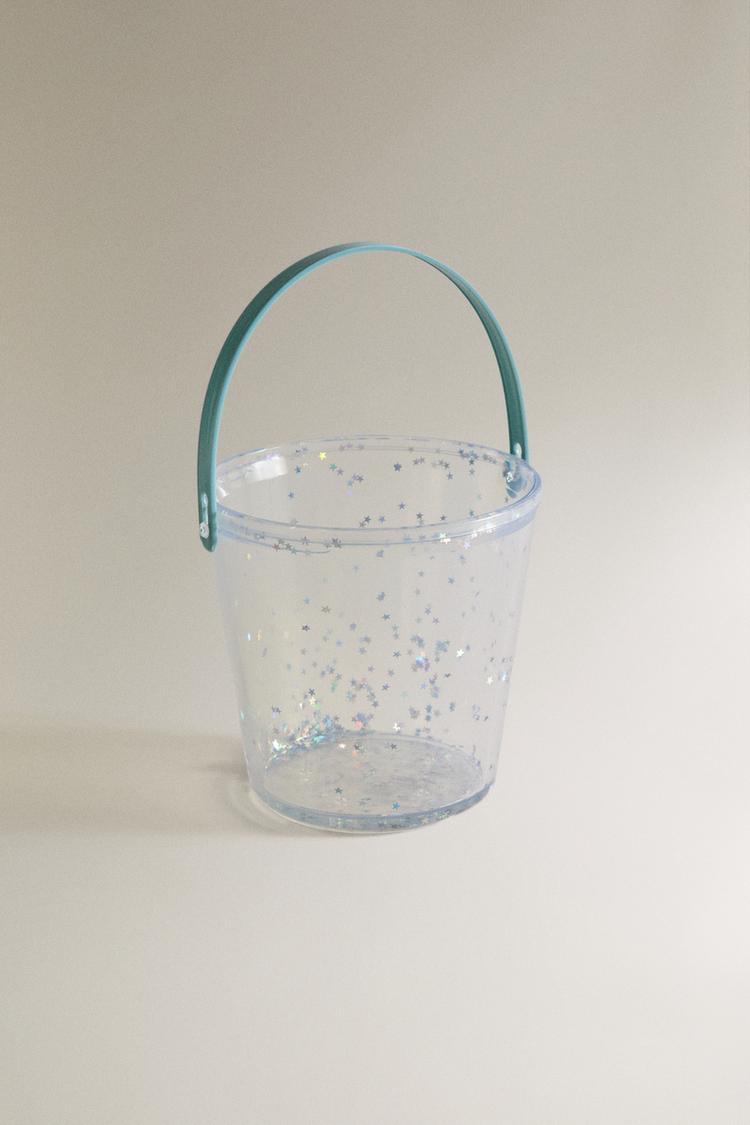 KIDS' GLITTER BEACH BUCKET TOY — Transparent