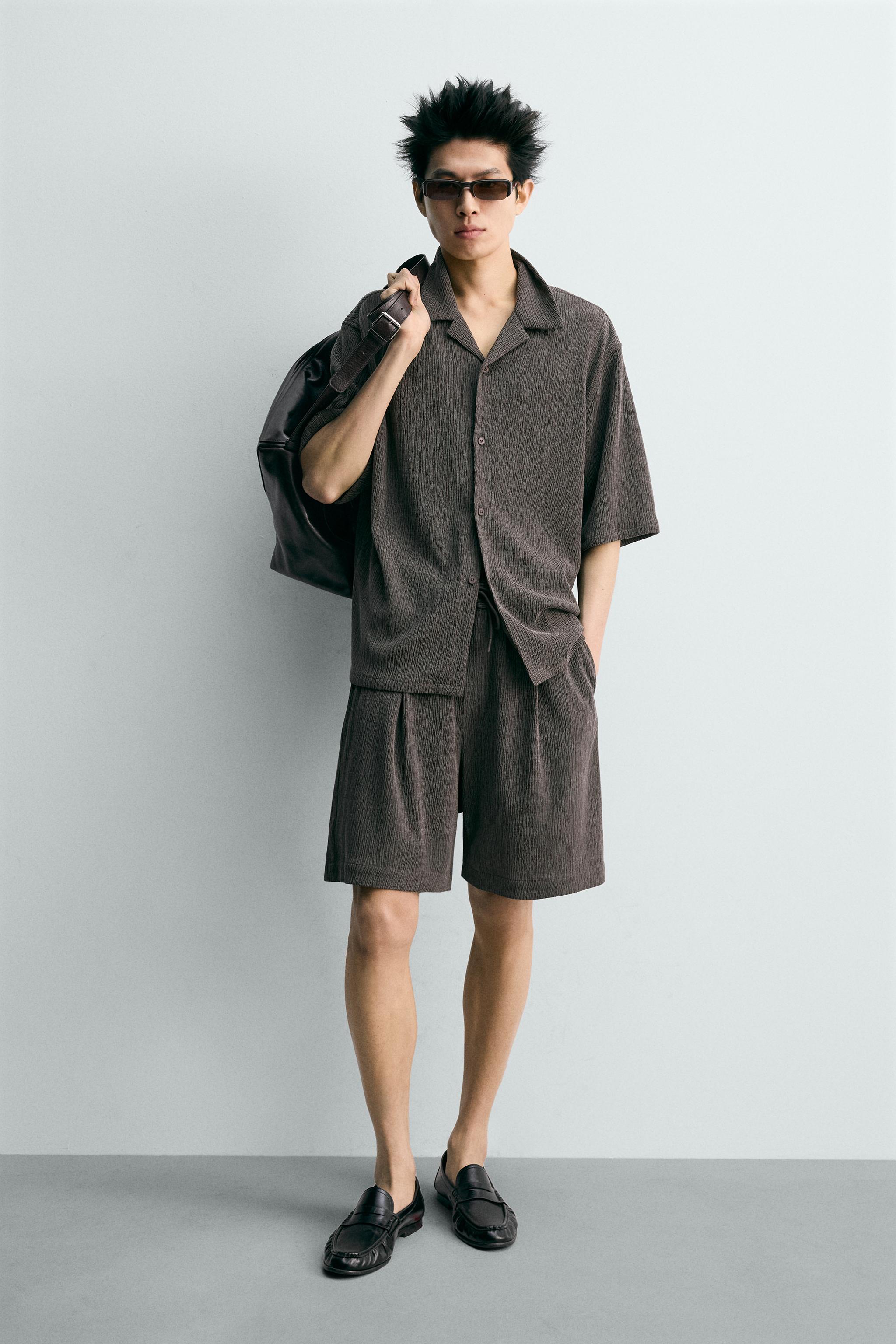 EMBOSSED RELAXED FIT SHIRT - Dark brown | ZARA Singapore