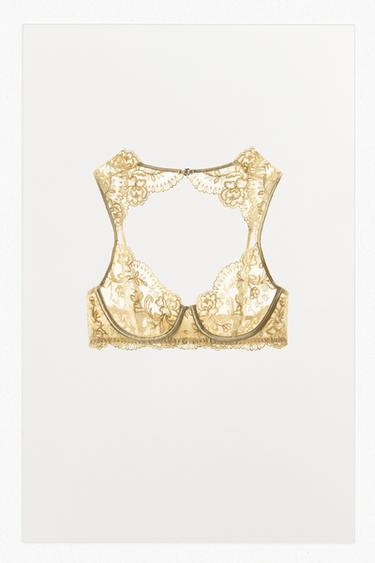 FLORAL EMBROIDERED UNDERWIRED BRA - Ecru / Beige by Zara