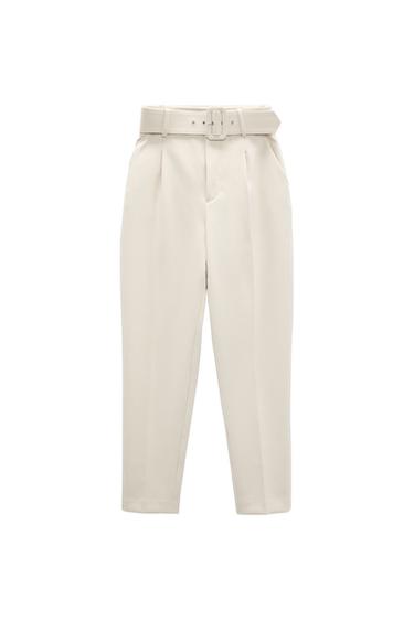 TROUSERS WITH LINED BELT