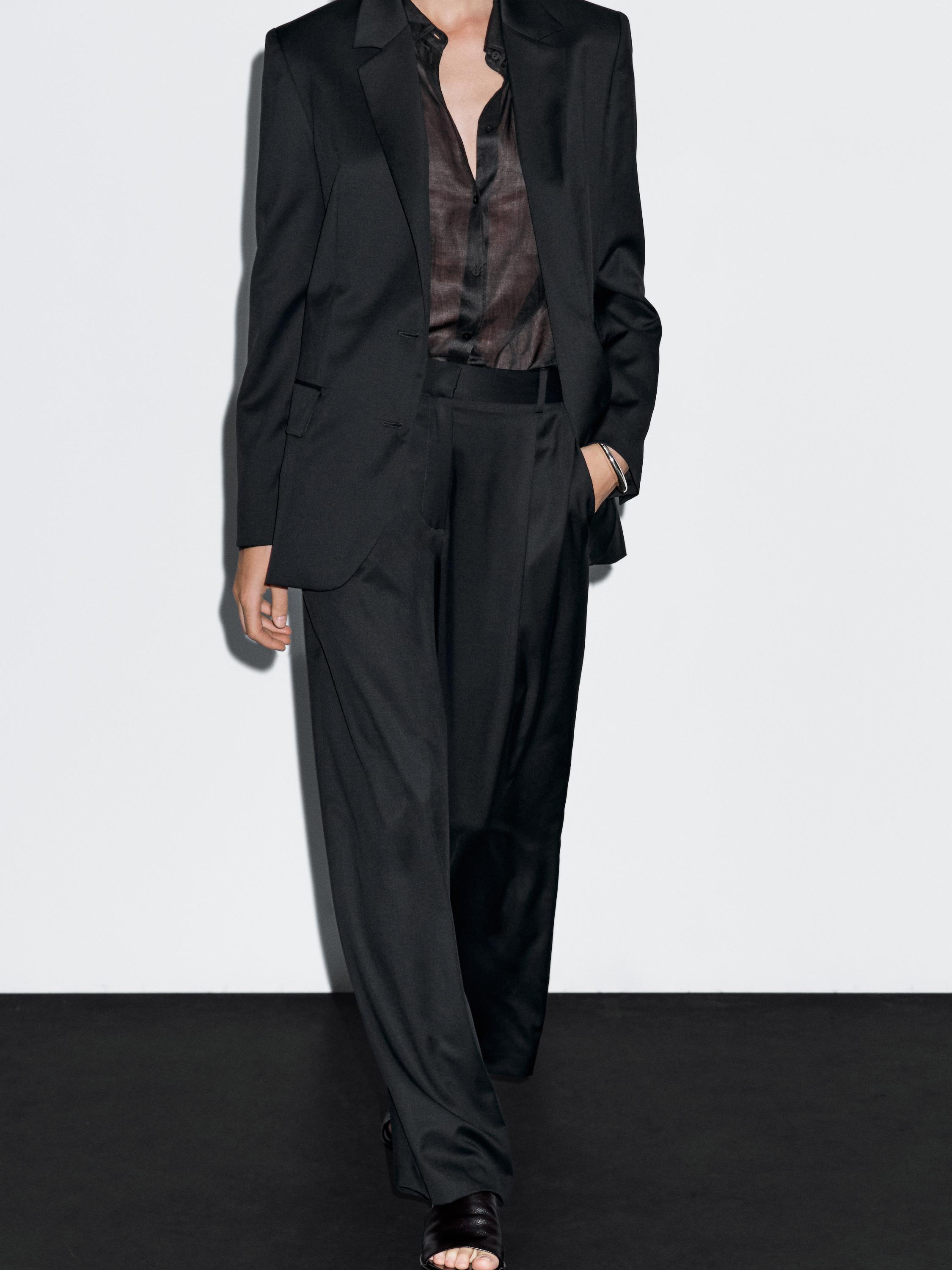 Pantalon plissé 100 % laine extra-fine