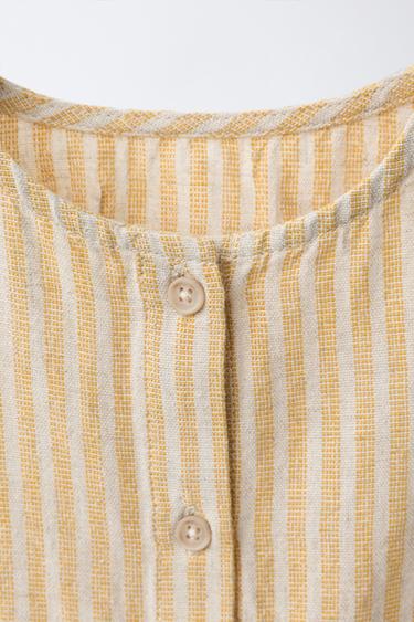STRIPED COTTON AND LINEN ROMPER - Ochre by Zara - Image 2