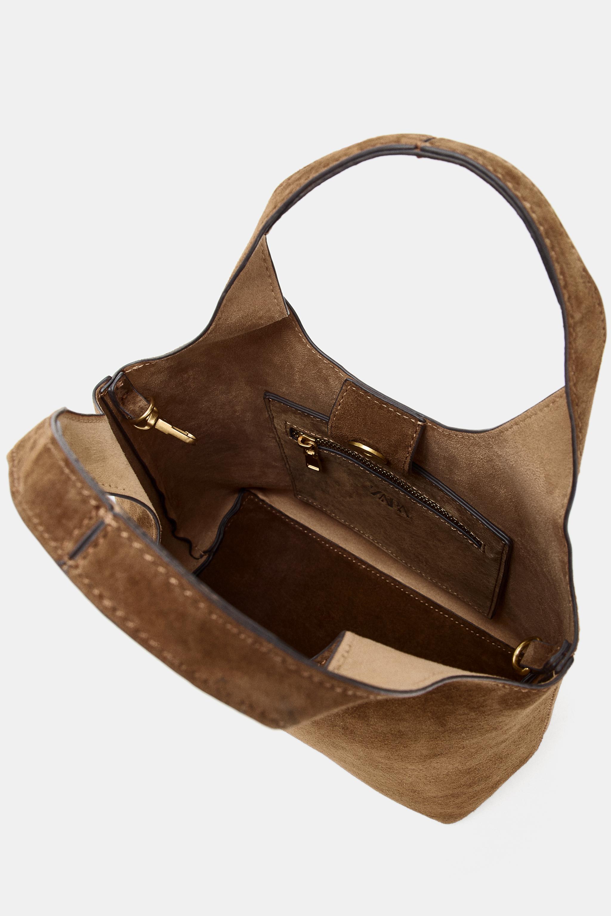 スプリットスエード ミニトートバッグ - ブラウン | ZARA Japan スプリットスエード ミニトートバッグ - ブラウン | ZARA Japan