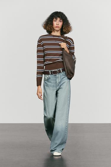Sweat interlock à rayures - Marron de Zara - Image 0