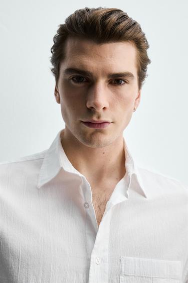 CHEMISE REGULAR FIT EFFET FROISSÉ - Blanc de Zara - Image 4