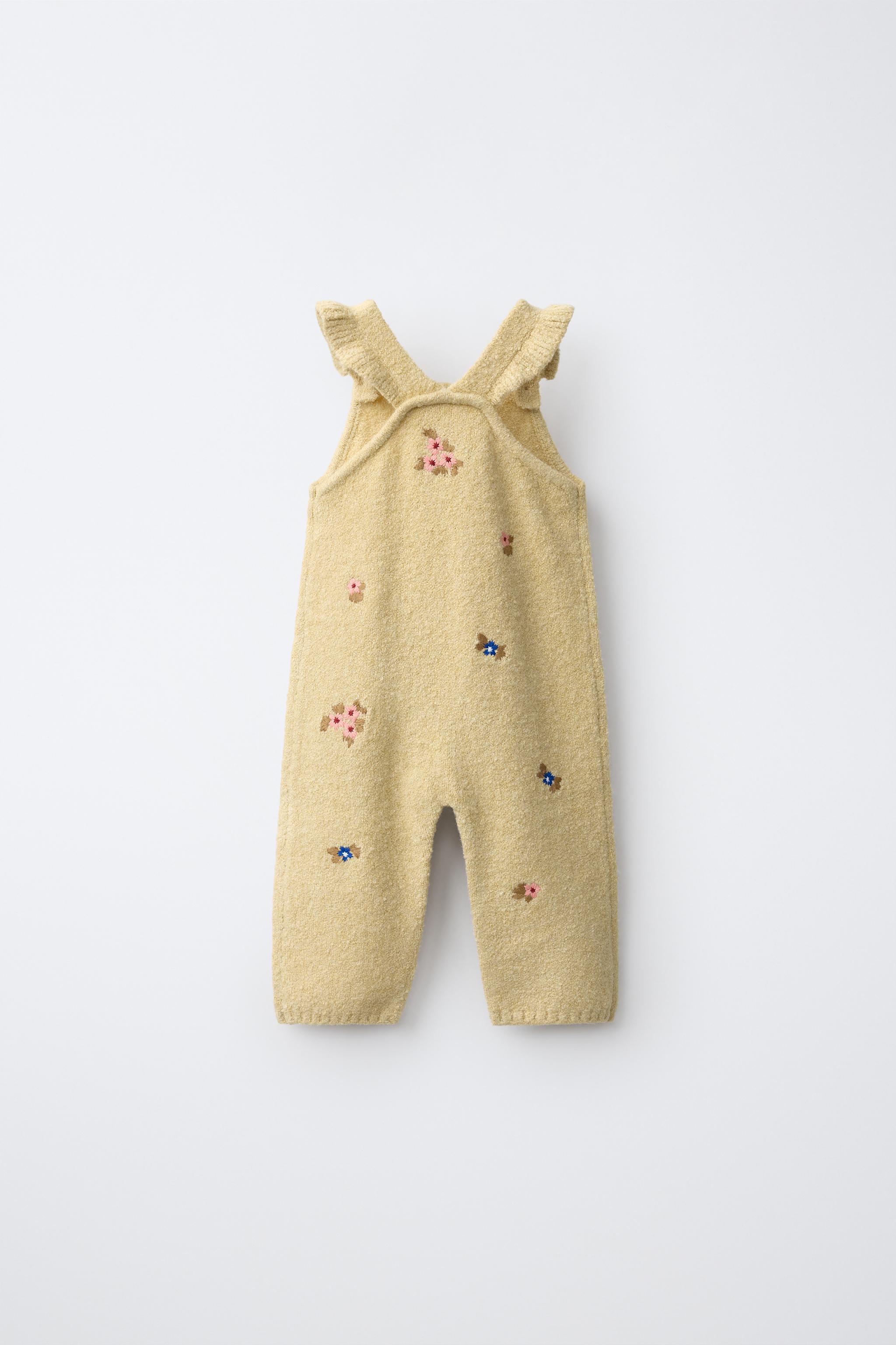LONG KNIT PINAFORE WITH EMBROIDERED FLOWERS