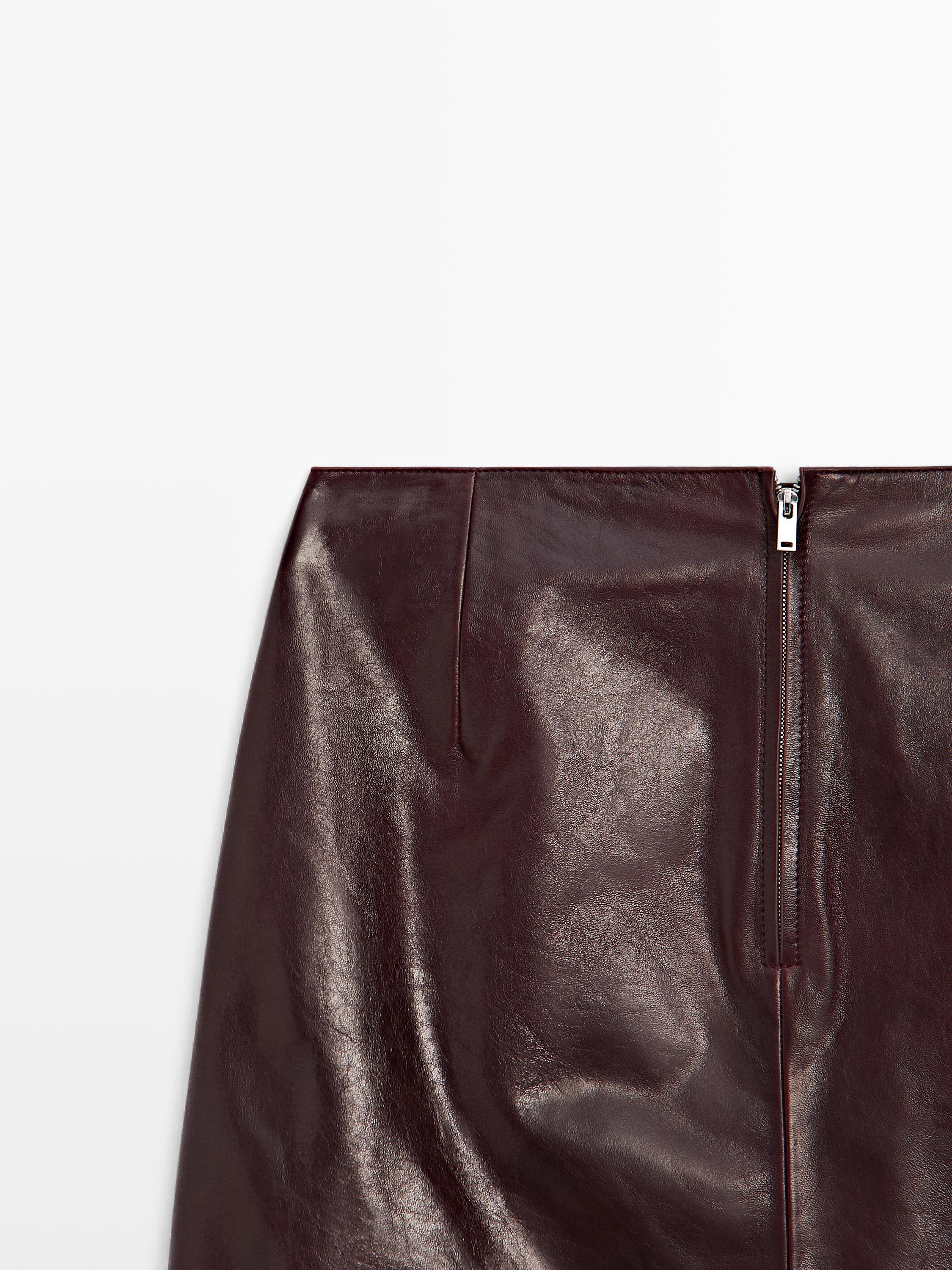 Short nappa leather skirt