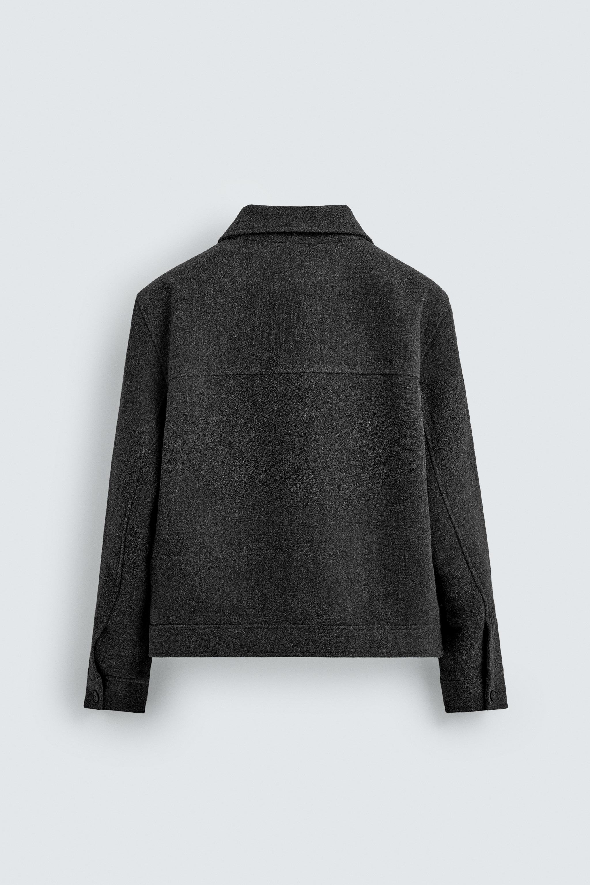 ZIP-UP WOOL EFFECT JACKET - Navy blue | ZARA Australia
