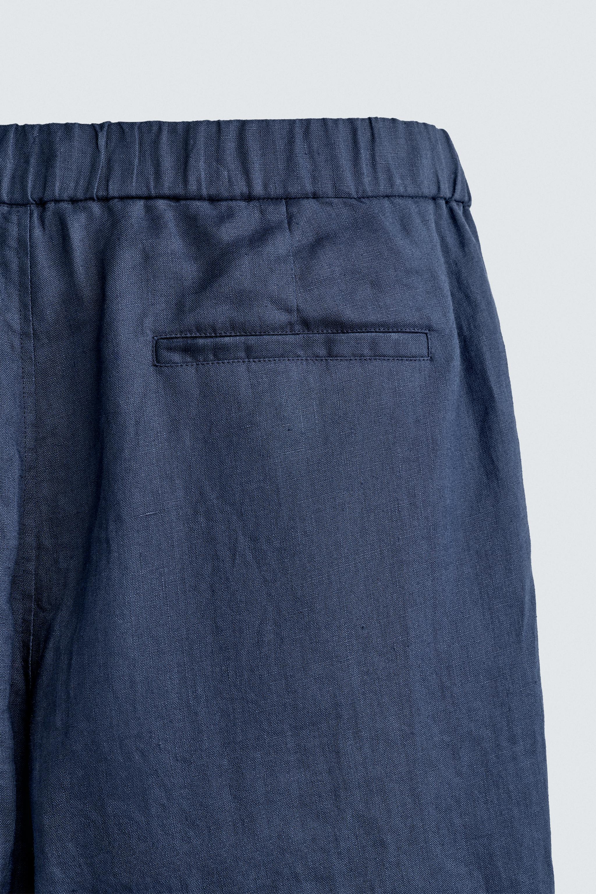 100% LINEN REGULAR FIT PANTS