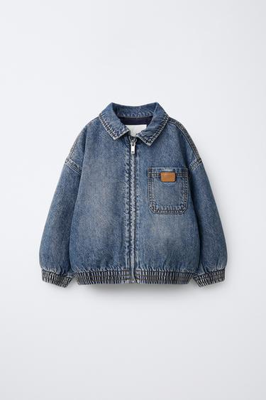 VESTE EN DENIM À CAPUCHE EN MOLLETON DÉTACHABLE - Bleu de Zara - Image 1