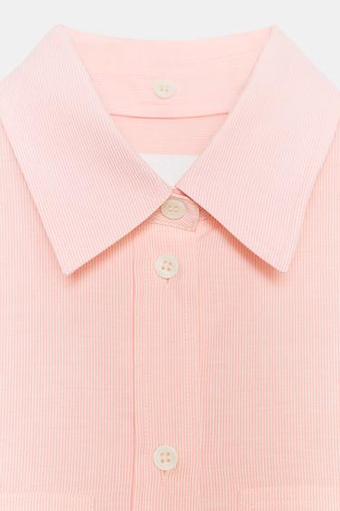STRIPED SHIRT WITH DETACHABLE COLLAR ZW COLLECTION - Pink / White by Zara - Image 6